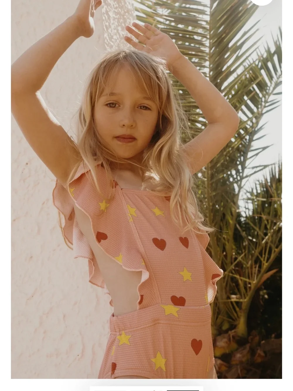 NWT TINYCOTTONS Hearts Stars Swimsuit - Papaya.  Size 8y